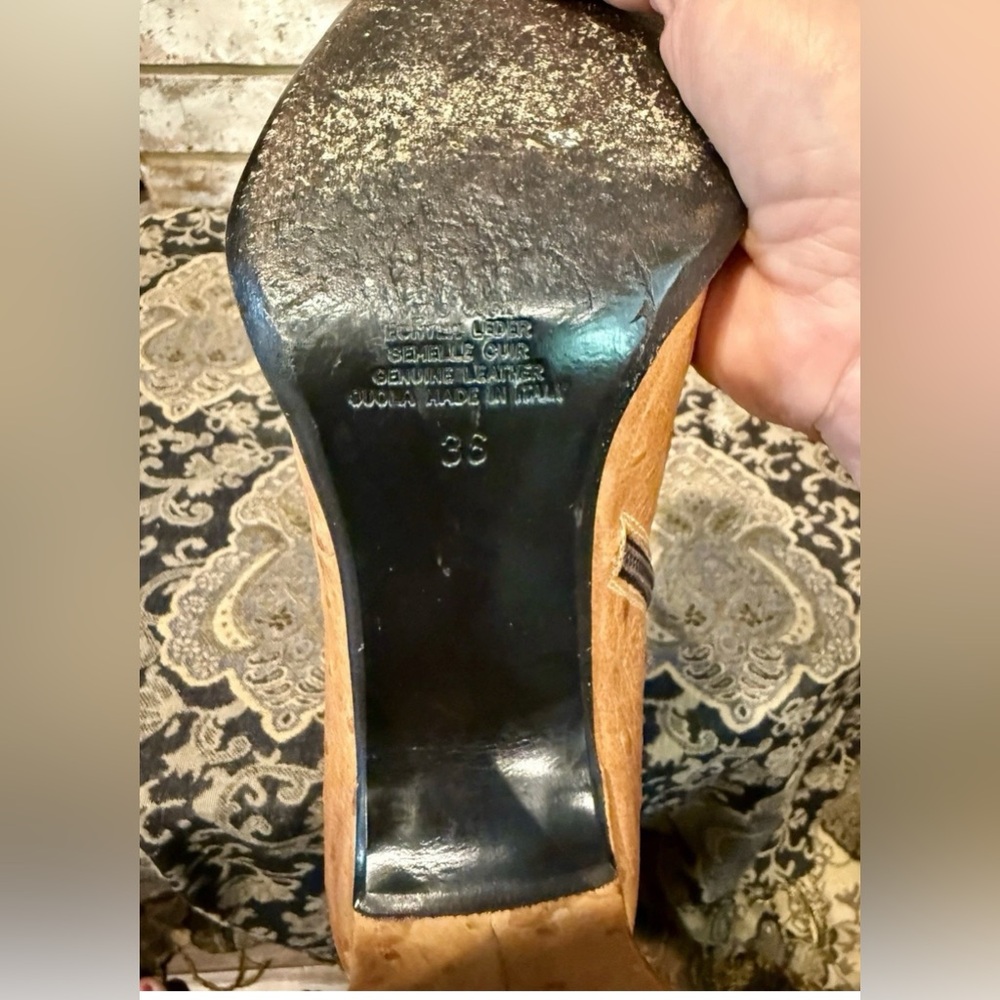 Vintage 90s Charles David By Natalie Ostrich Leather Made In Italy Sz 36 US 5.5 - Picture 11 of 12